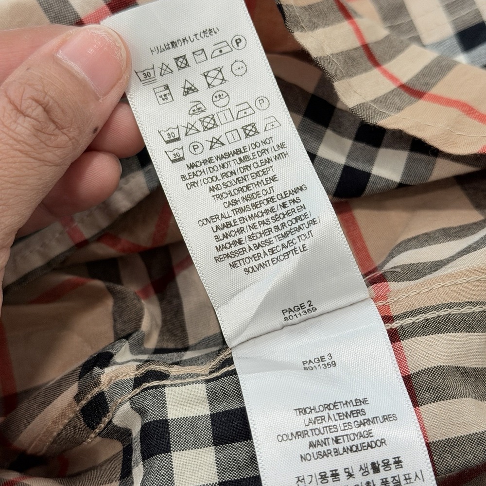 Burberry London England Check Logo Print Button Shirt Beige Men's Large - Picture 11 of 15